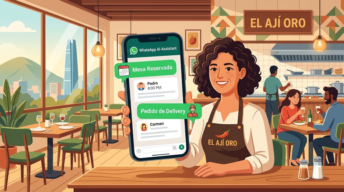 Chatbot para restaurantes Chile gestionando reservas y pedidos por WhatsApp